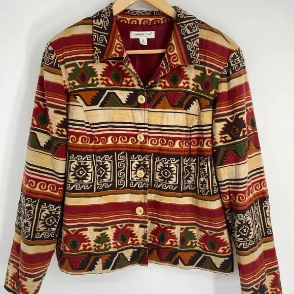 Coldwater Creek Jacket Aztec Western Cowgirl Southwest Native Oversized 16 - Picture 1 of 10